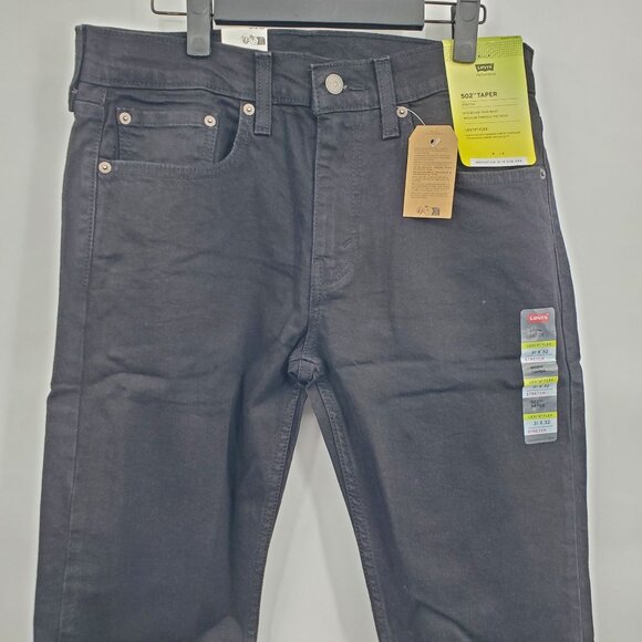 Levi's Flex Stretch 502 Taper Jeans Denim Pants Men Size 31 x 32 NWT Black - Picture 2 of 15